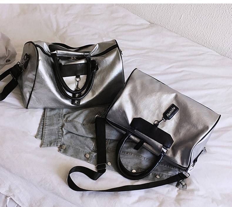 Silver Eco-Leather Gym Bag