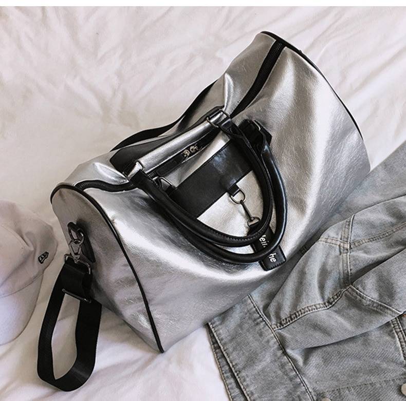 Silver Eco-Leather Gym Bag